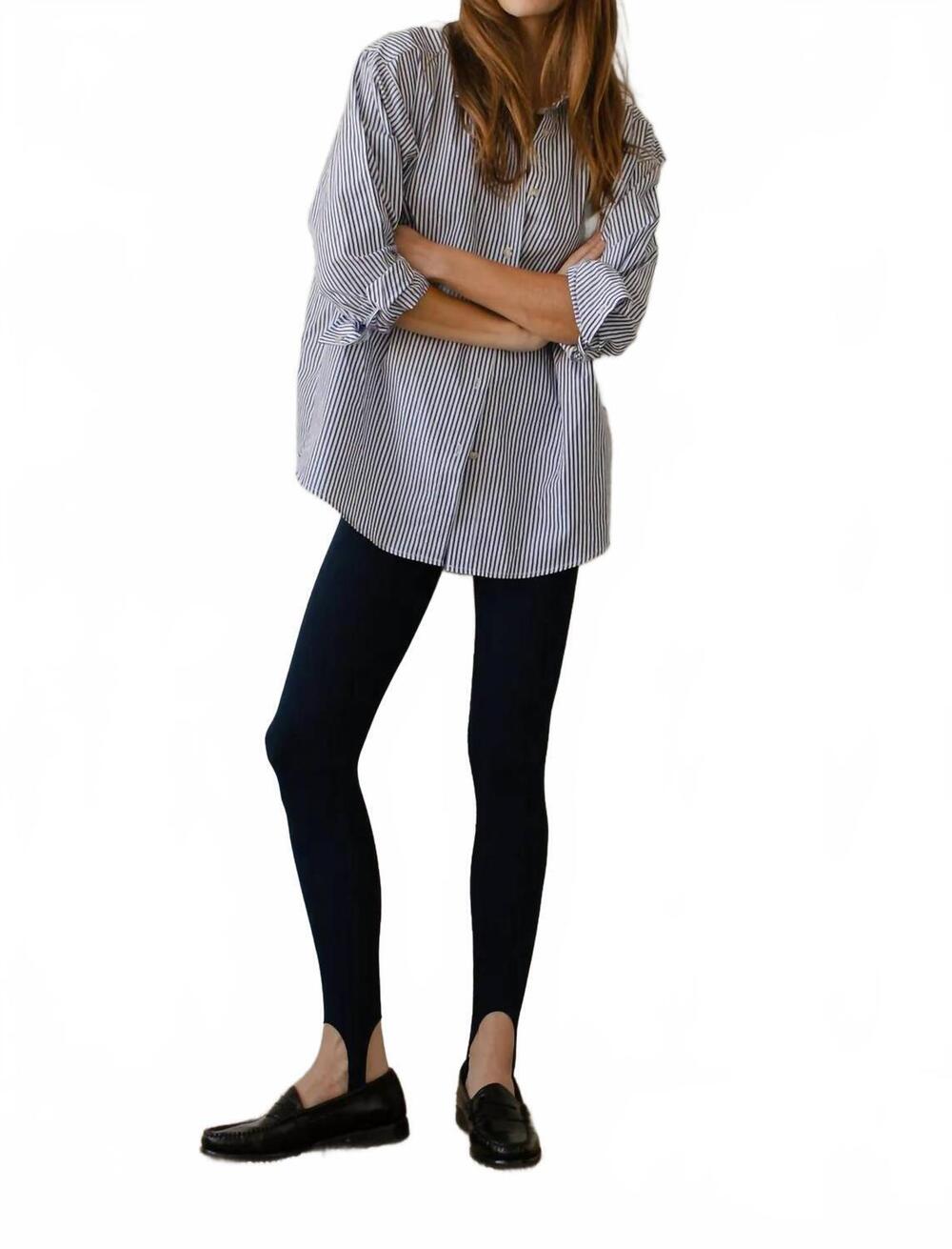 NEW DONNI. pop button-down shirt in navy stripe